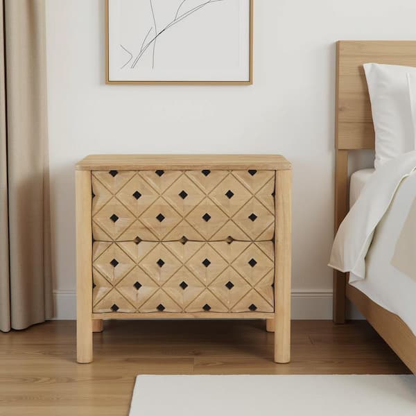 Talric Natural 2-Drawer 26 in. W Nightstand