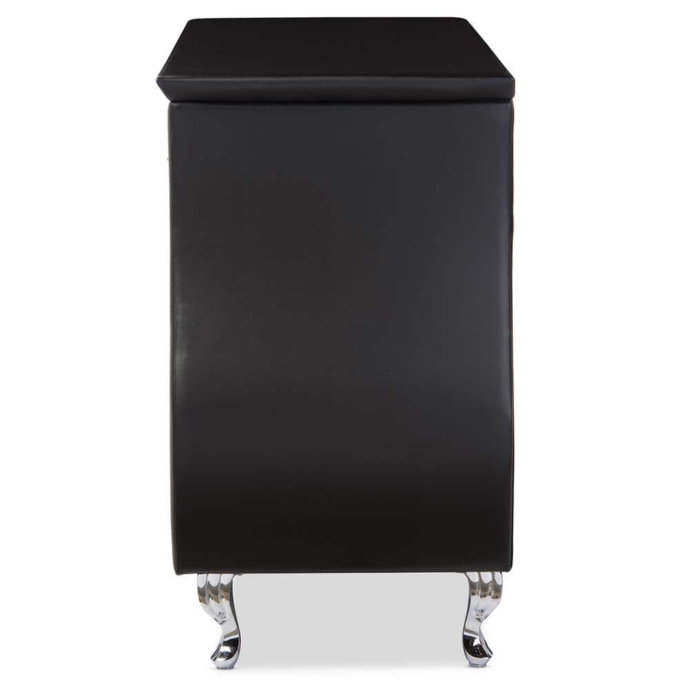 Enzo Luxe Black Faux Leather 6-Drawer Glam Dresser