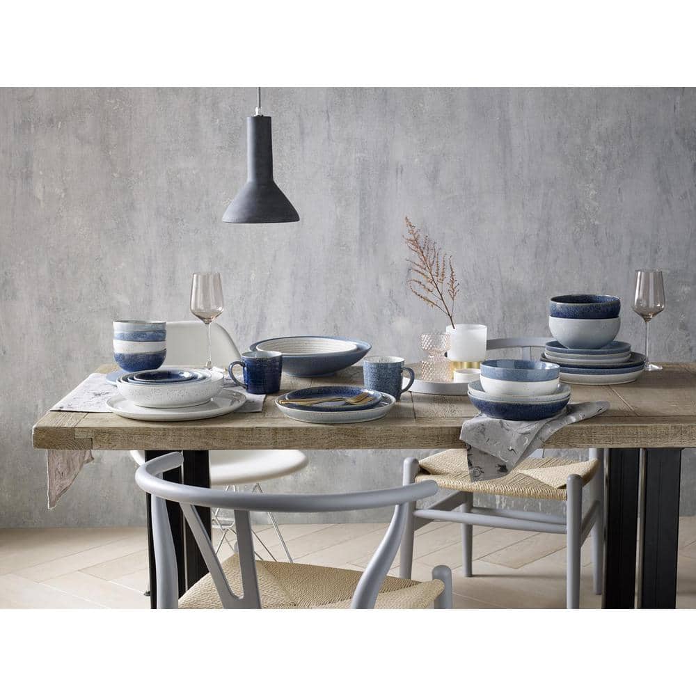 Handcrafted Ceramic Nautical Blue Salad Plates, Set of Four