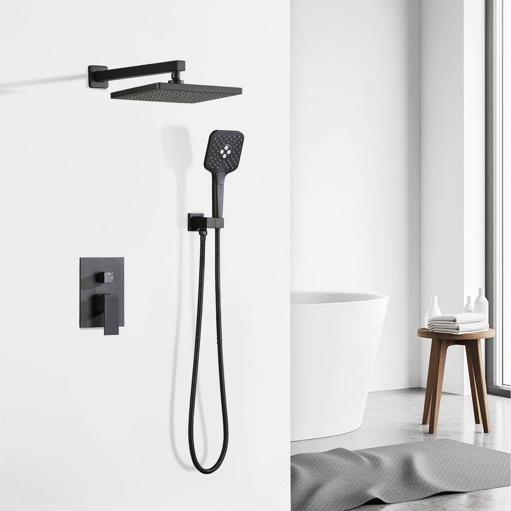 Tahanbath 3Spray Wall Mounted Dual Shower Head and Handheld Shower Head 1.5GPM in Matte Black X