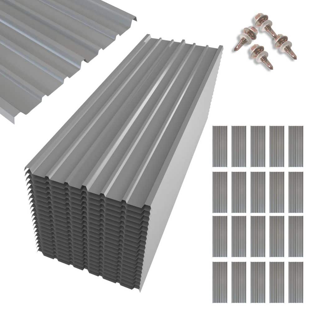 5 ft. x 1.4 ft. Roof Panel Profile Galvanized Steel Corrugated Roof Panel with Steel Screw for Pergola, Gazebo (20-Pack) price history on PriceWatchPro
