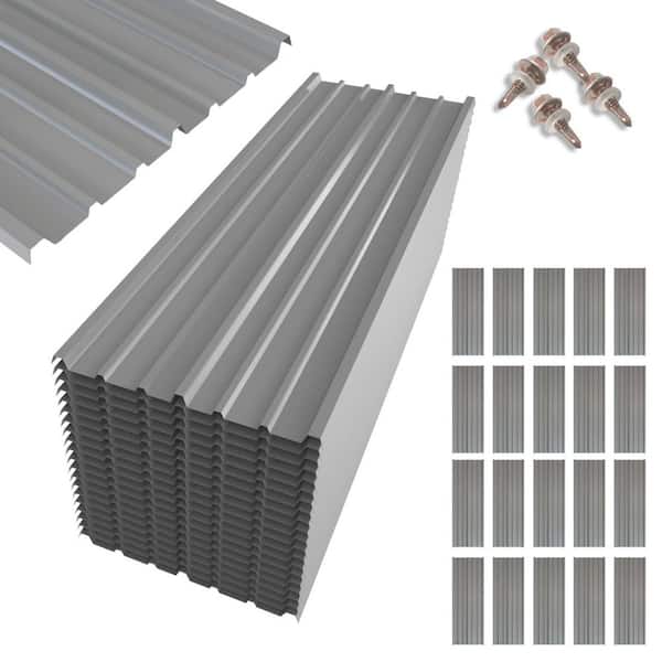 5 ft. x 1.4 ft. Roof Panel Profile Galvanized Steel Corrugated Roof Panel with Steel Screw for Pergola, Gazebo (20-Pack)