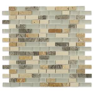 Arizona Rain Blend 12 in. x 12 in. Marble and Glass Mosaic Floor and Wall Tile (1.10 sq. ft. / Each)