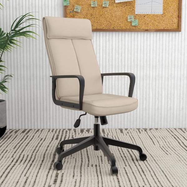Ergonomic Office Chair High-Back Leather Adjustable Height Swivel and Tilt Aiaria Collection in Tan