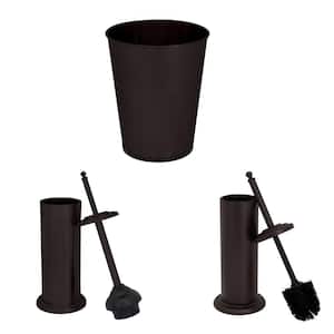 3-Piece Bathroom Accessory Set in Oil Rubbed Bronze Trash Can, Toilet Brush and Plunger