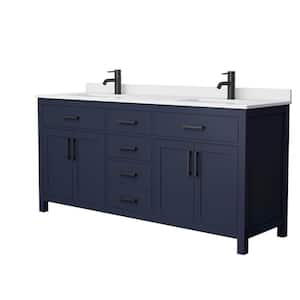 Beckett 72 in. W x 22 in. D x 35 in. H Double Sink Bathroom Vanity in Dark Blue with White Cultured Marble Top