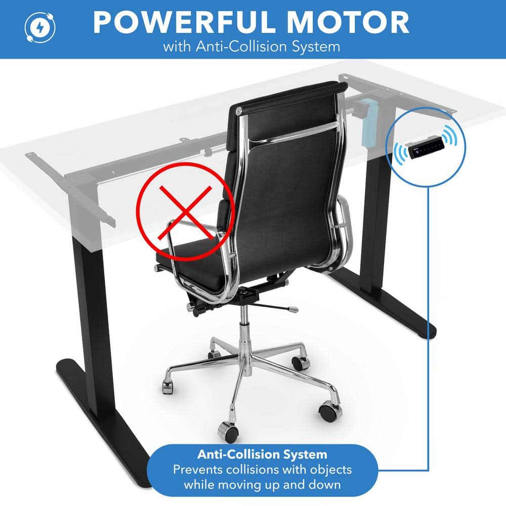 ElevatePro 59" White/Black Electric Sit-Stand Desk with Programmable Height