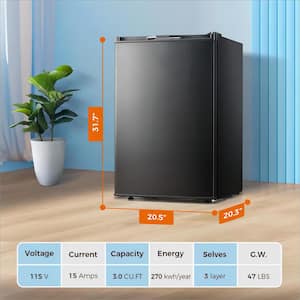 20.5 in. W 3.0 cu. ft. Upright Freezer Manual Defrost in Black with Adjustable Temperature Controls