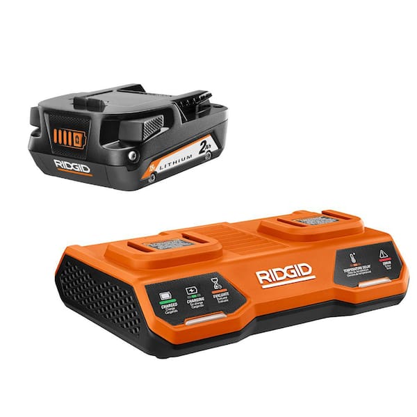 18V Dual Port Simultaneous Charger with 2.0 Ah Battery