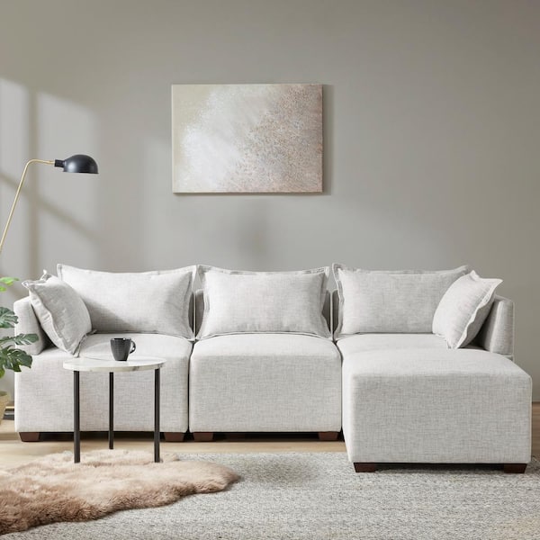 Molly 34 in. Fabric Sectional Sofa in Silver Grey