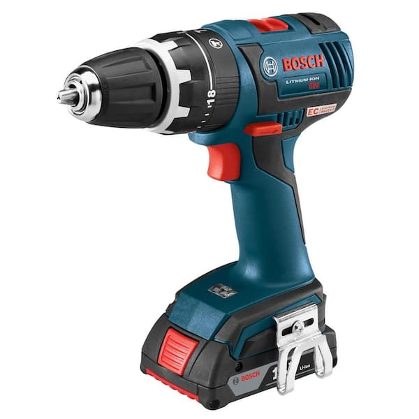 Bosch 18 Volt Lithium-Ion Cordless 1/2 in. Variable Speed EC Brushless Compact Tough Hammer Drill/Driver Kit