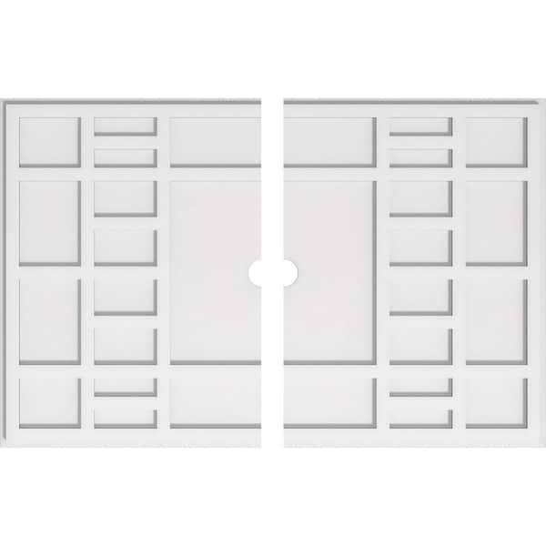 Ekena Millwork 38 in. W x 25-3/8 in. H x 2 in. ID x 1 in. P Beaux Architectural Grade PVC Contemporary Ceiling Medallion (2-Piece)