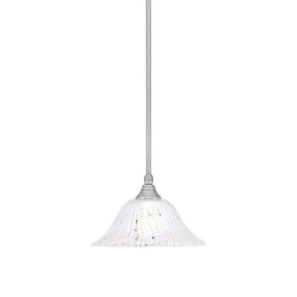 Unbranded Sparta 100-Watt 1-Light Brushed Nickel Shaded Pendant Light Mini Pendant with Frosted Crystal Glass and No Bulb Included