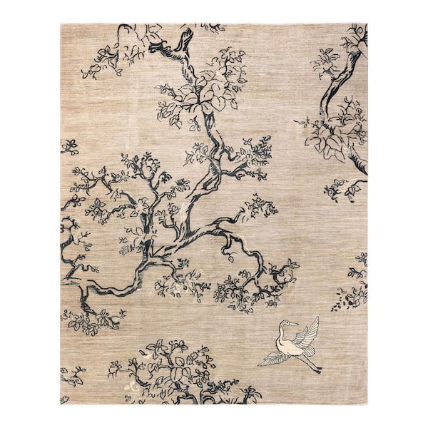 Solo Rugs Eclectic One-of-a-Kind Contemporary Ivory 8 ft. 1 in. x 9 ft. 9 in. Abstract Area Rug