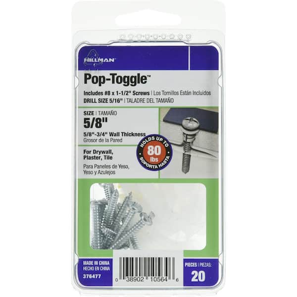 Hillman 5 8 In Pop Toggle Anchor 20 Pack 376477 - How To Use Pop Toggle Drywall Anchors