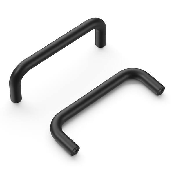 HICKORY HARDWARE Wire Pulls Collection Pull 3 in. ( 76mm ) Center to Center Matte Black Finish Modern Steel Bar Pull (10 Pack)