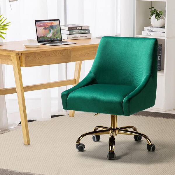 Velvet Tufted Home Office Chair Swivel Armless Computer Task Desk Chair Mid Back 