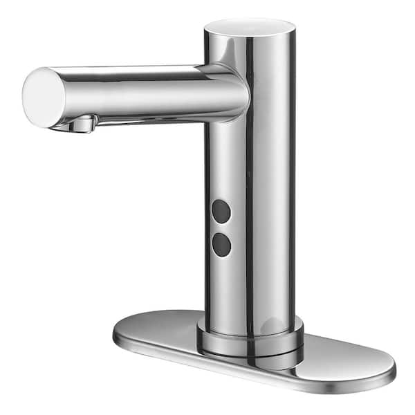 BWE Automatic Sensor Touchless Single Hole Bathroom Sink Faucet With Temperature Mixing Valve In Polished Chrome