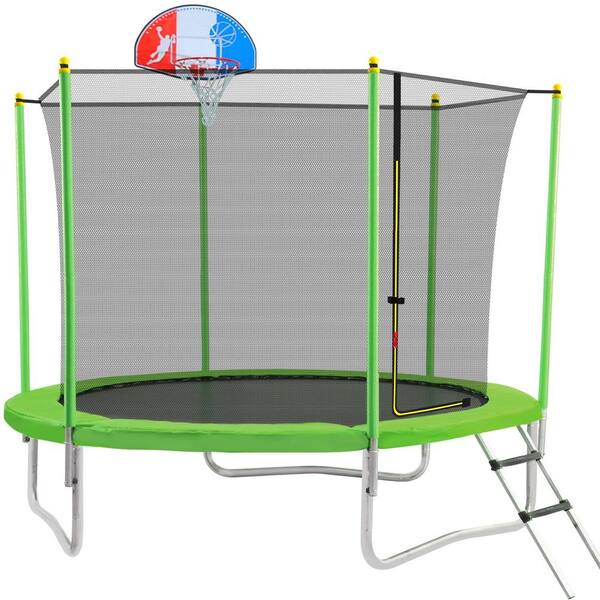 maocao hoom 10 ft. Green Backyard Trampoline with Safety Enclosure ...
