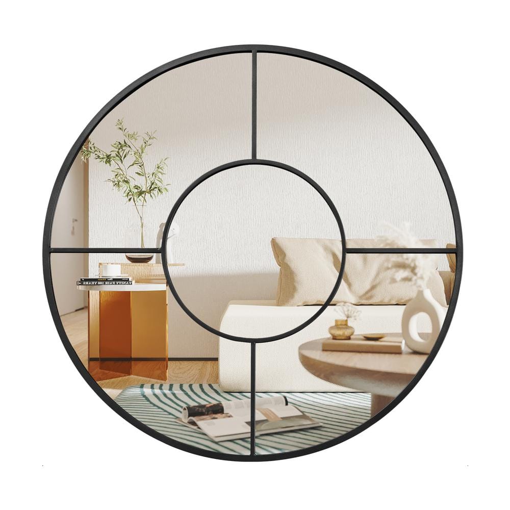 36 in. Large Round Mirrors for Wall Decor Living Room, black Mirror Circle,