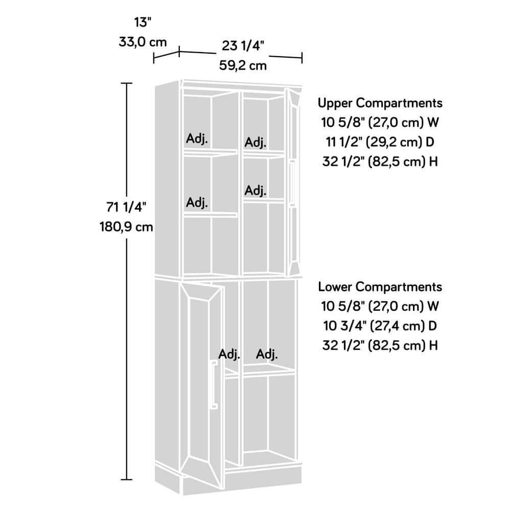 Sienna Oak Adjustable Shelving Tall Storage Cabinet