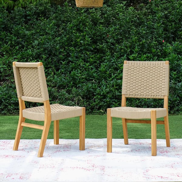 Cambridge Casual Zephyr Teak Wood Outdoor Dining Chair Tan Set of 