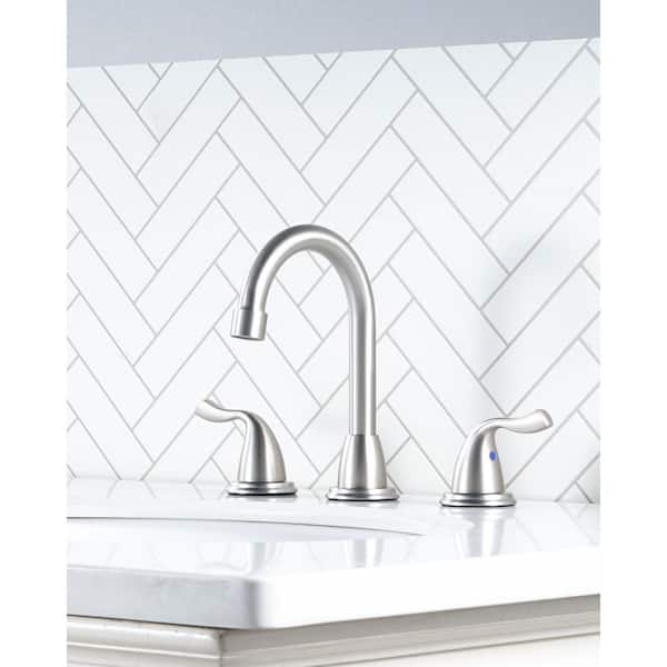 8 in. Widespread 2-Handle Bathroom Faucet with Pop-up Drain 3-Hole 360° Rotation Sink Faucet in Brushed Nickel