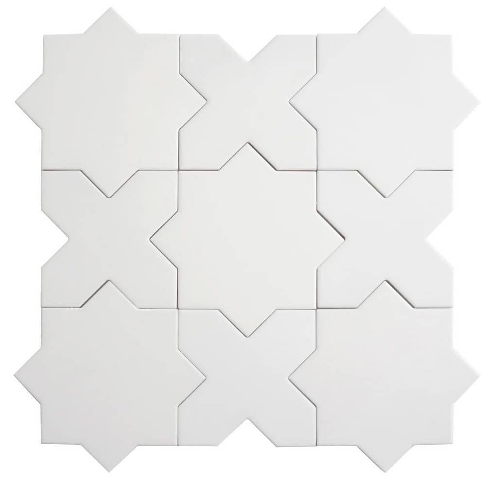 Seville 7 in. x 12 in. Pure White Star and Cross Matte Porcelain Wall and Floor Sample Tile (0.51 sq. ft. ) price history on PriceWatchPro