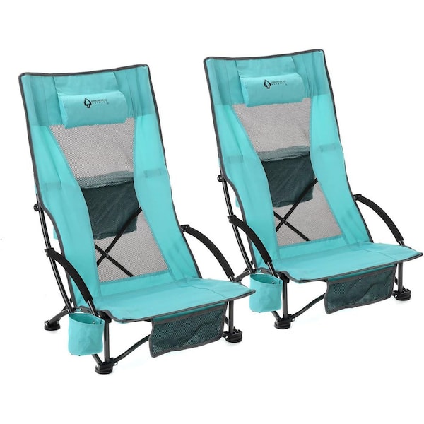 2 Piece Ocean Blue KKS0362U Recline Folding Beach Chair