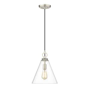 Harper 11.5 in. 1-LightGlobe Pendant Matte Black with Clear Glass Shade