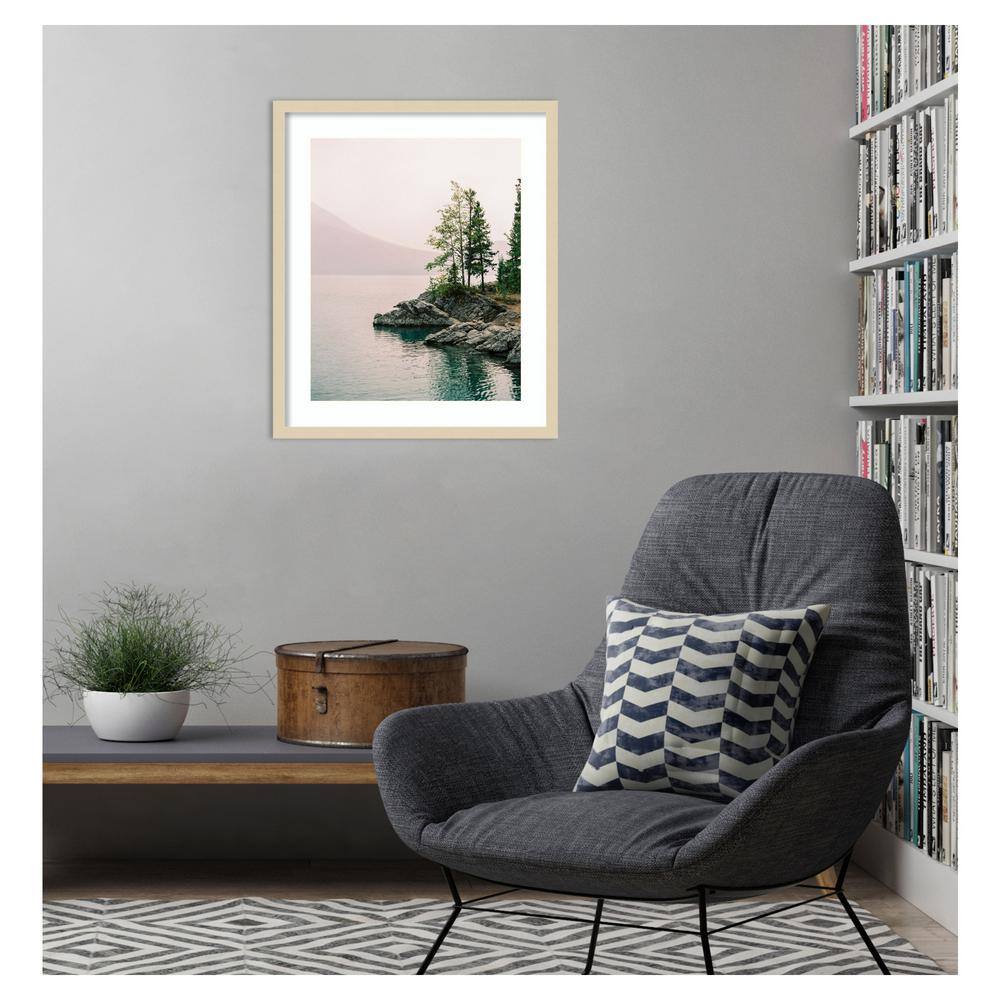 Smoky Lake Day Natural Wood Framed Scenic Landscape Print