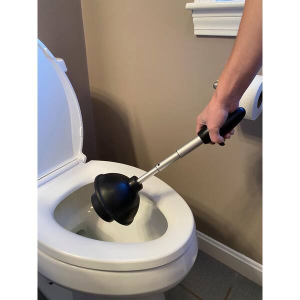 Toilet Plunger With Ergonomic Handle – High-Pressure Wood Handle Plunger For Bathroom, Clogs, Sinks & Tubs (Black)