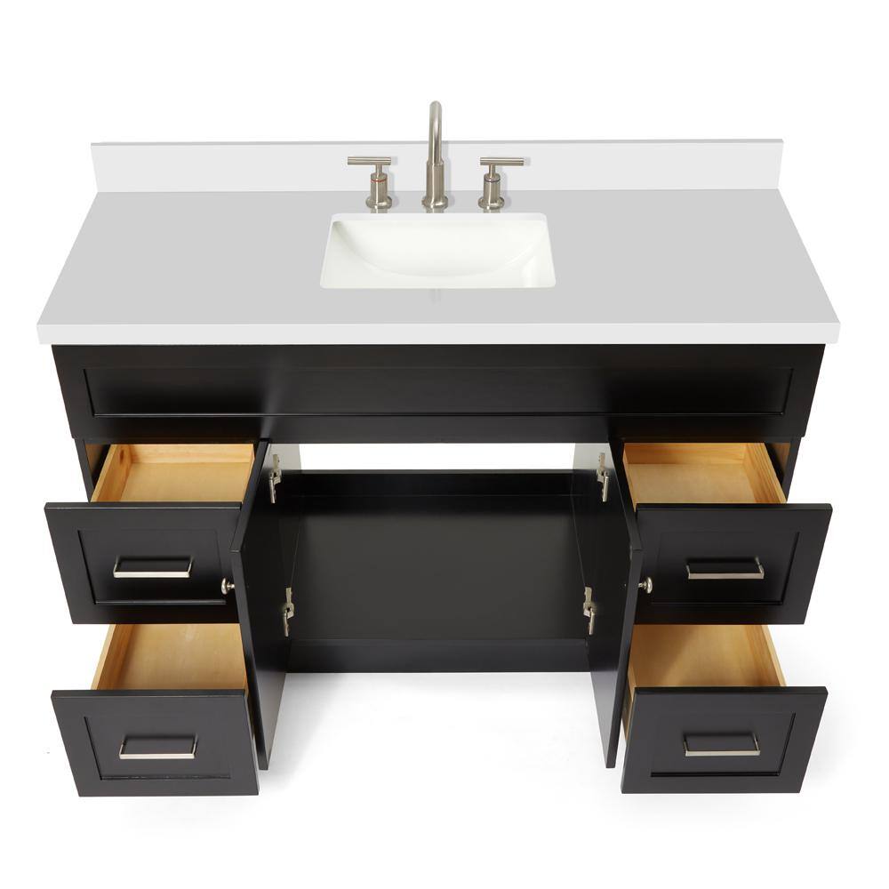 Hamlet 55" Black Vanity with White Quartz Top