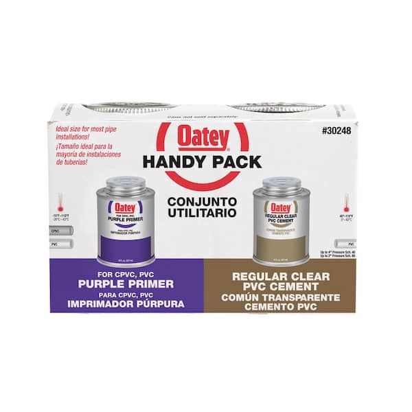 Oatey 8 oz. Purple CPVC and PVC Primer and Regular Clear PVC Cement Combo Pack