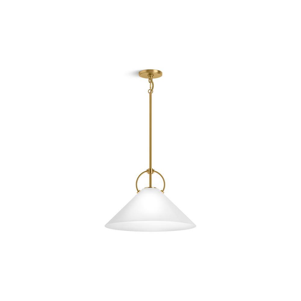Kernen 18" Brushed Brass and Milk Glass Pendant Light