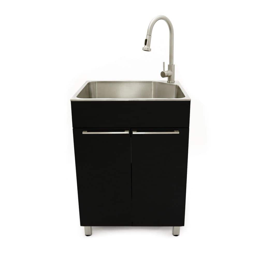 Black Stainless Steel Freestanding Laundry Sink with Faucet