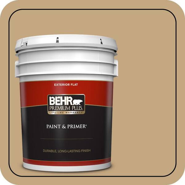 BEHR PREMIUM PLUS 5 gal. #N290-5 Pocket Watch Flat Exterior Paint & Primer