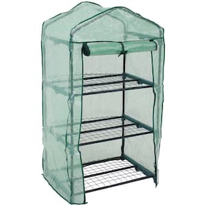 Sunnydaze 2 ft. 3 in. x 1 ft. 7 in. x 4 ft. 2 in. Portable 3-Tier Mini Greenhouse for Outdoors - Green