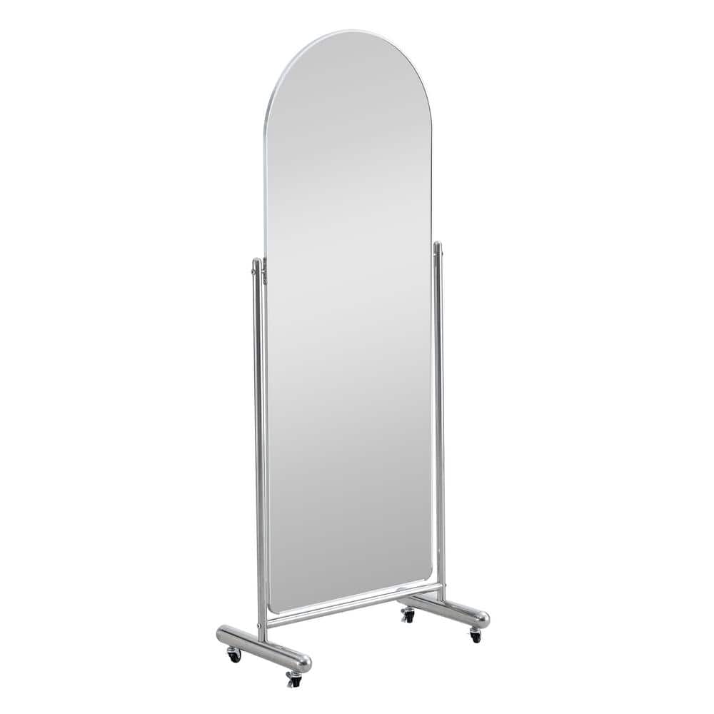 27.50 in. W x 69.20 in. H Arched Silver Steel Frame Full Length Mirror with