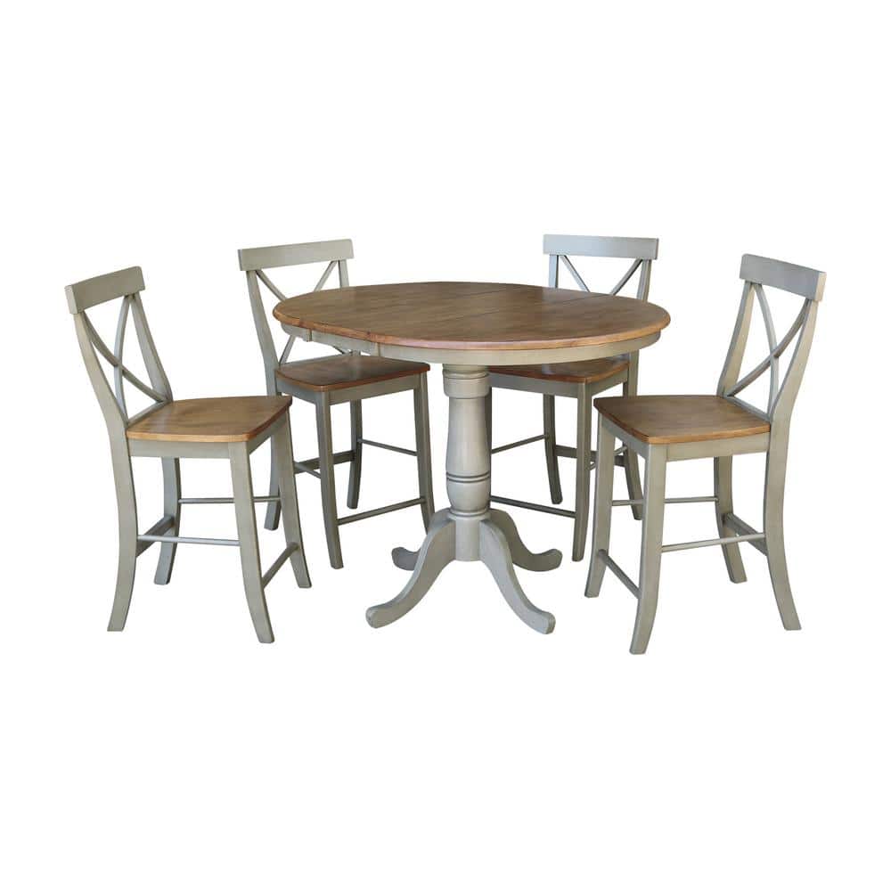 Hickory & Stone 36"-48" Extendable Oval Dining Set with 4 Chairs