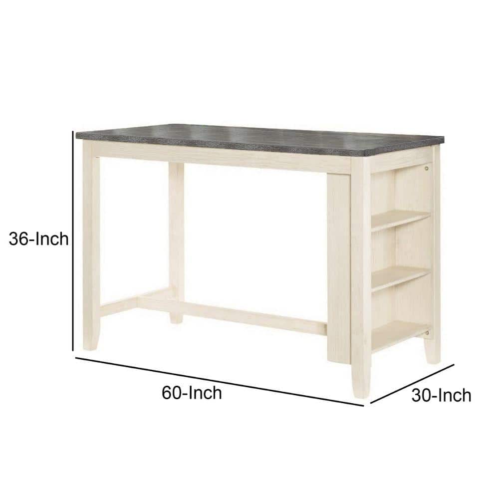 Cottage Charm 60" Two-Tone Wood Counter Height Table with Storage