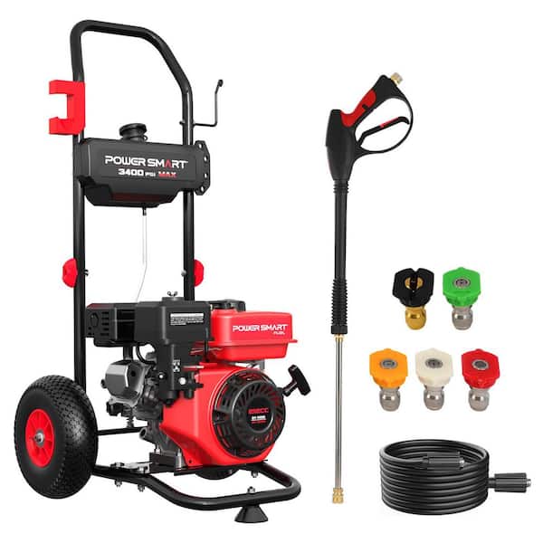 3400PSI 2.5 GPM 212cc Cold&Hot Water Gas Engine Pressure Washer 5 Quick-Adjustable Nozzles for Gardens
