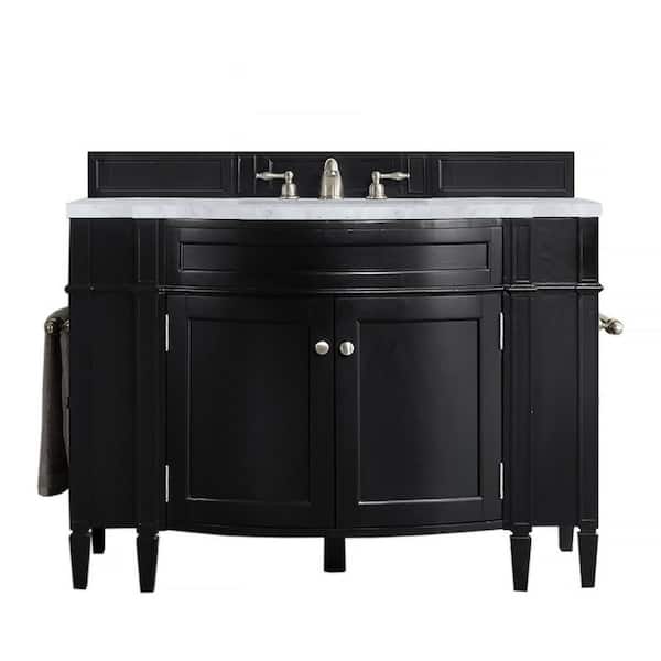 James Martin Vanities Brittany 46.5 in. W x 23.5 in. D x 34 in. H Bathroom Vanity in Black Onyx with Carrara Marble Top