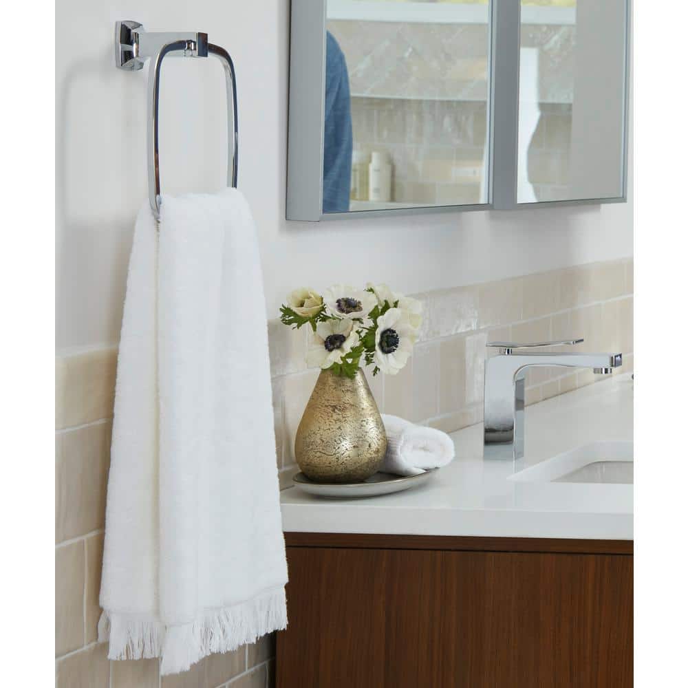 Polished Chrome Rectangular Wall Mounted Towel Ring