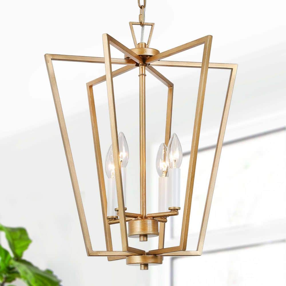 Antique Gold Rectangle Chandelier Light, Quinn 4-Light Modern Geometric Chandelier price history on PriceWatchPro