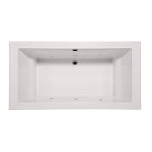 Mellenie 70 in. x 36 in. Acrylic Rectangular Drop-In Combination Bathtub with Center Drain in White