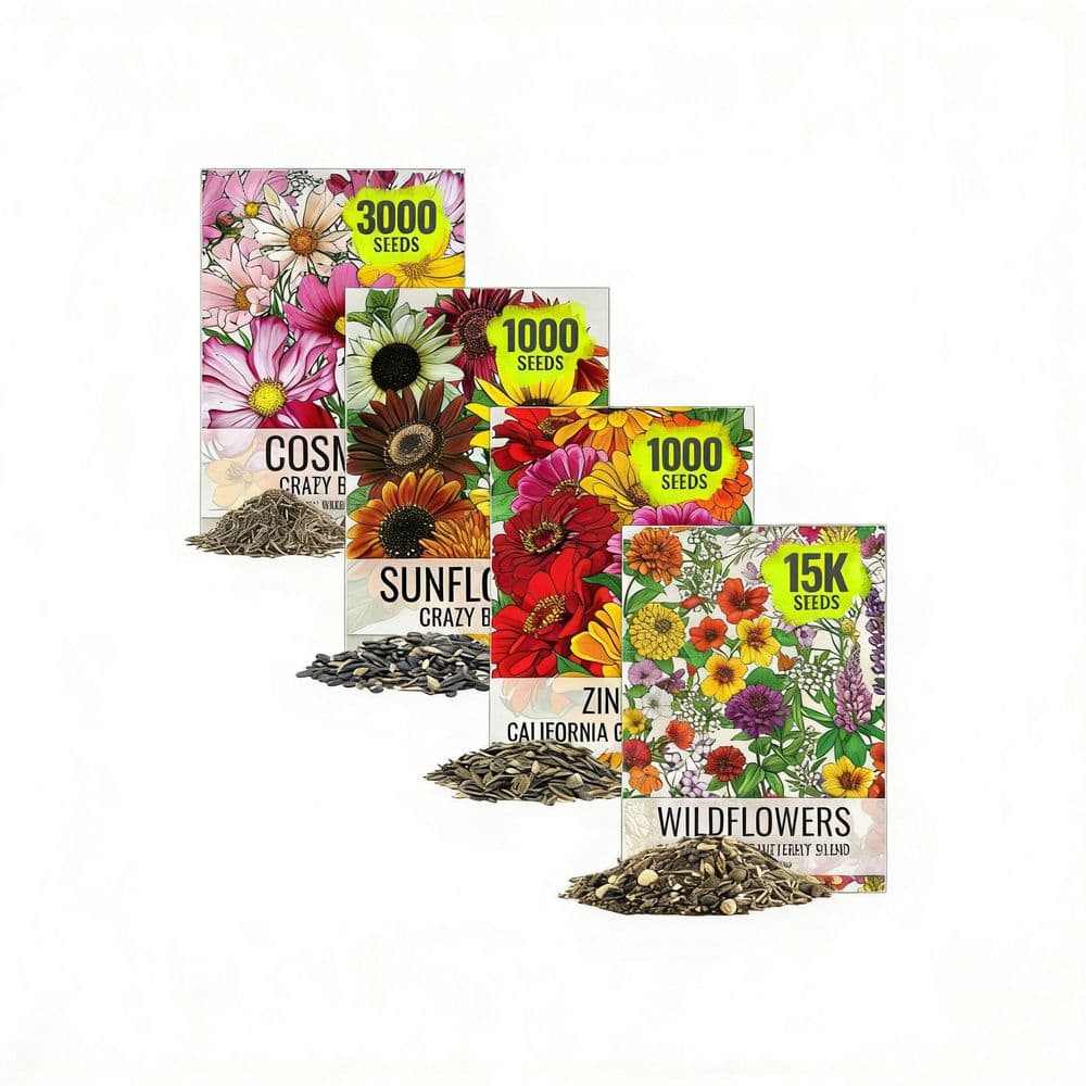 Cosmos Sunflower Zinnia Butterfly Wildflower Flower Seeds (4-Pack)  HPF6B4Y67J - The Home Depot