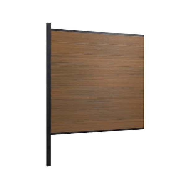 7.6 ft. H x 6 ft. W Brown Composite Horizontal Fence Panel with One Alu Post