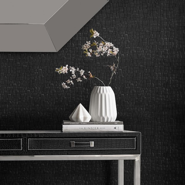 Serpentine Black Nonwoven Paper Paste the Wall Removable Wallpaper