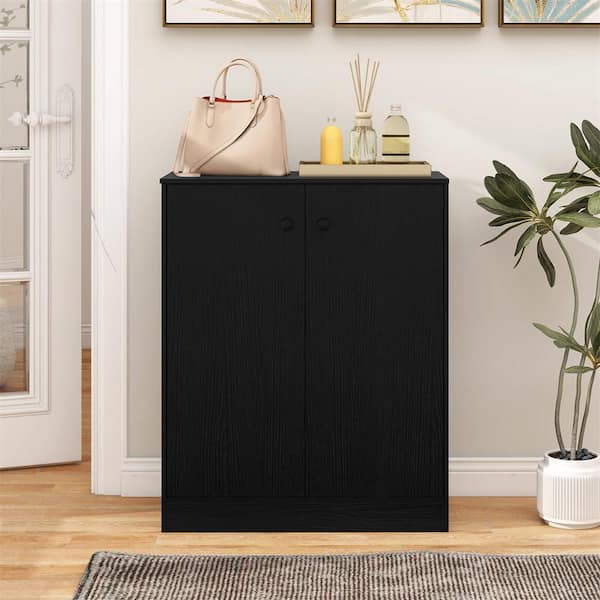 Costway 2-Door Black 33.5 in. H Storage Cabinet Freestanding